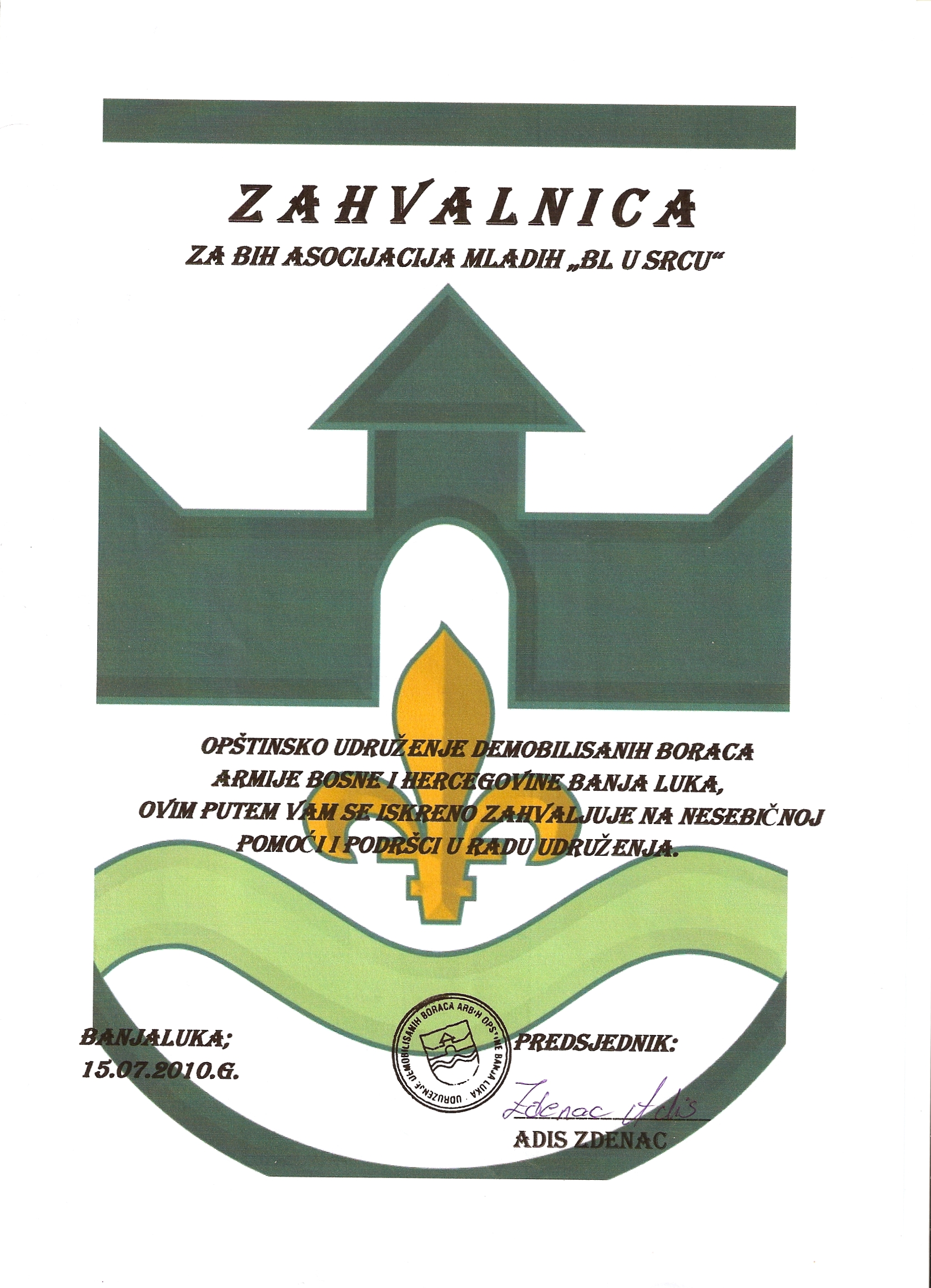 blusrcu.ba-Pomoc za DB i RVI ARBiH iz Banja Luke 2010. godine